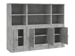 Aparador buffet cómoda armario mueble organizador cocina salón salón 3 piezas madera contrachapada gris 02_0037130