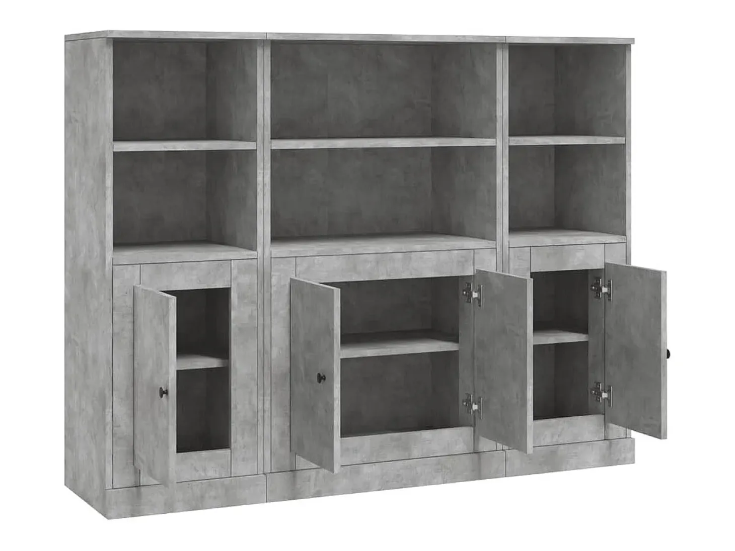 Aparador buffet cómoda armario mueble organizador cocina salón salón 3 piezas madera contrachapada gris 02_0037130