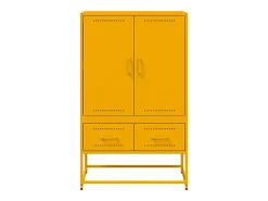 Aparador buffet cómoda armario mueble organizador cocina salón salón alto amarillo mostaza 68 x 39 x 111,5 cm acero amarillo 02_0034736