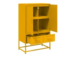 Aparador buffet cómoda armario mueble organizador cocina salón salón alto amarillo mostaza 68 x 39 x 111,5 cm acero amarillo 02_0034736