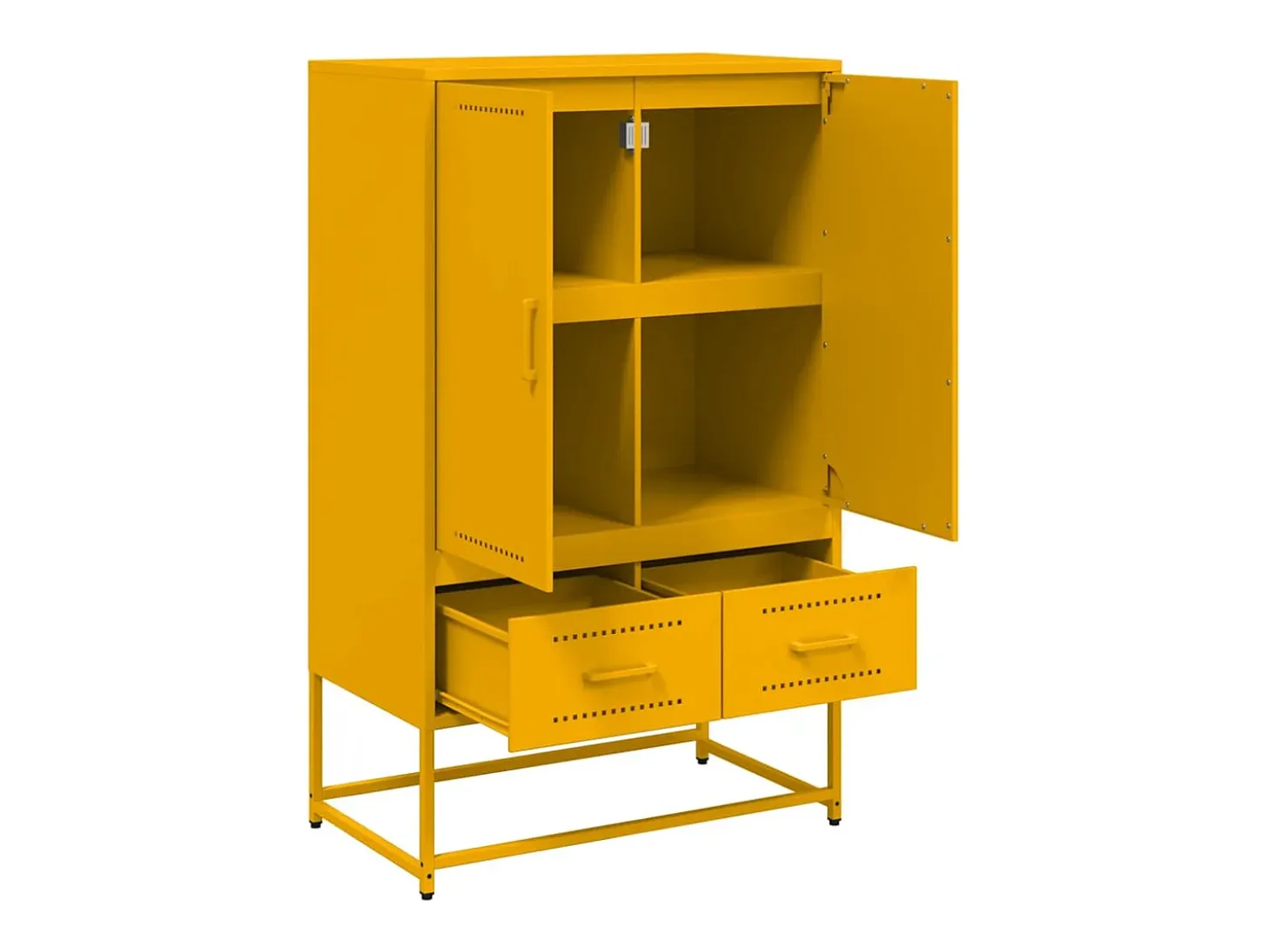 Aparador buffet cómoda armario mueble organizador cocina salón salón alto amarillo mostaza 68 x 39 x 111,5 cm acero amarillo 02_0034736