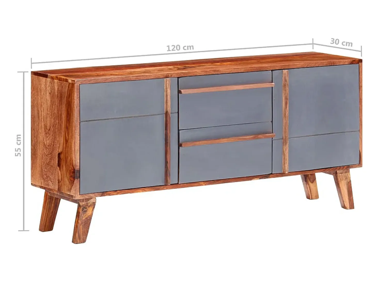 Aparador buffet cómoda armario mueble organizador cocina salón salón 120 x 30 x 55 cm madera maciza gris 02_0031779