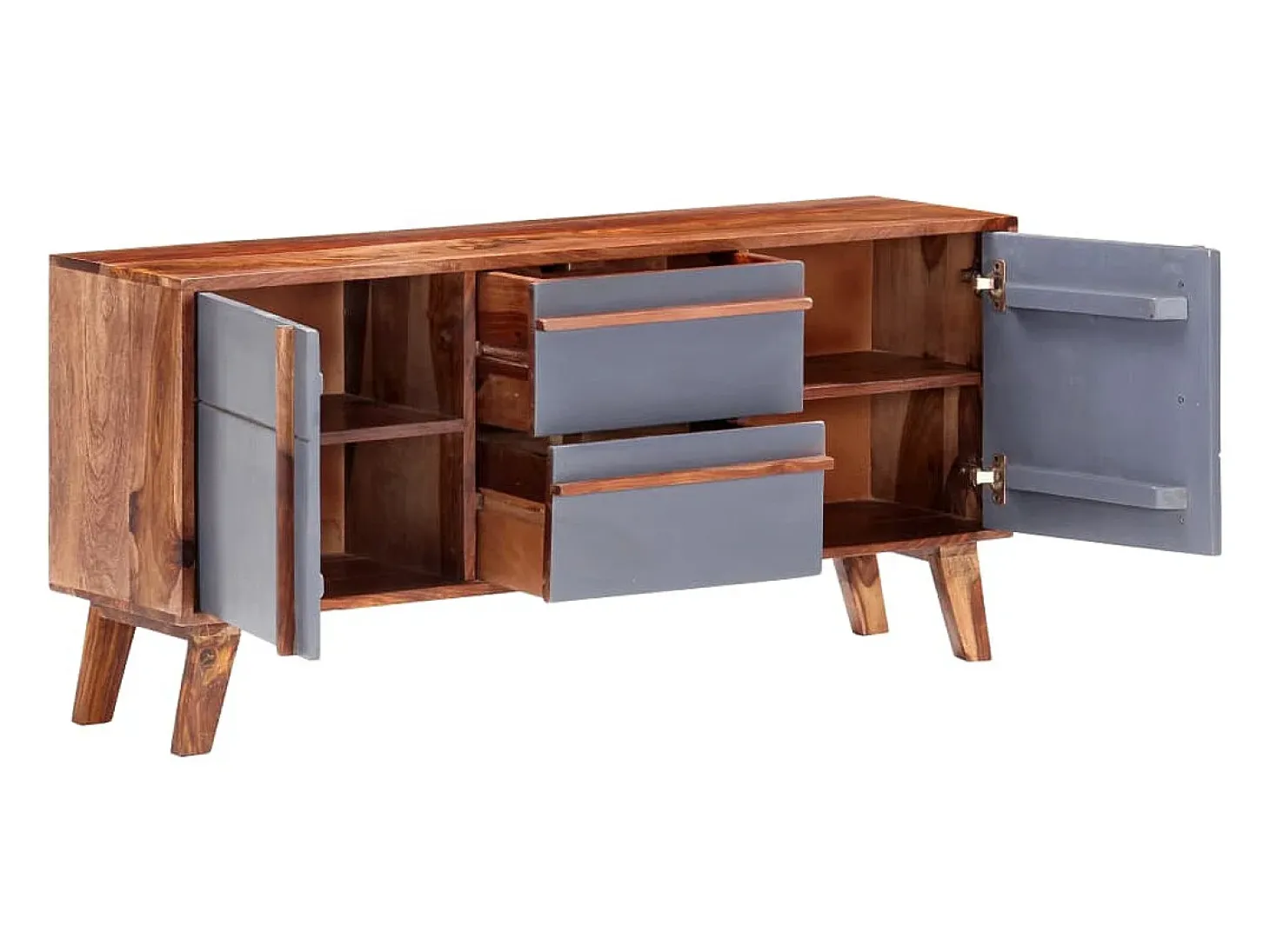 Aparador buffet cómoda armario mueble organizador cocina salón salón 120 x 30 x 55 cm madera maciza gris 02_0031779