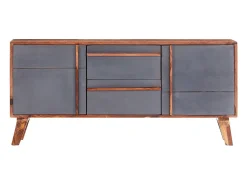 Aparador buffet cómoda armario mueble organizador cocina salón salón 120 x 30 x 55 cm madera maciza gris 02_0031779