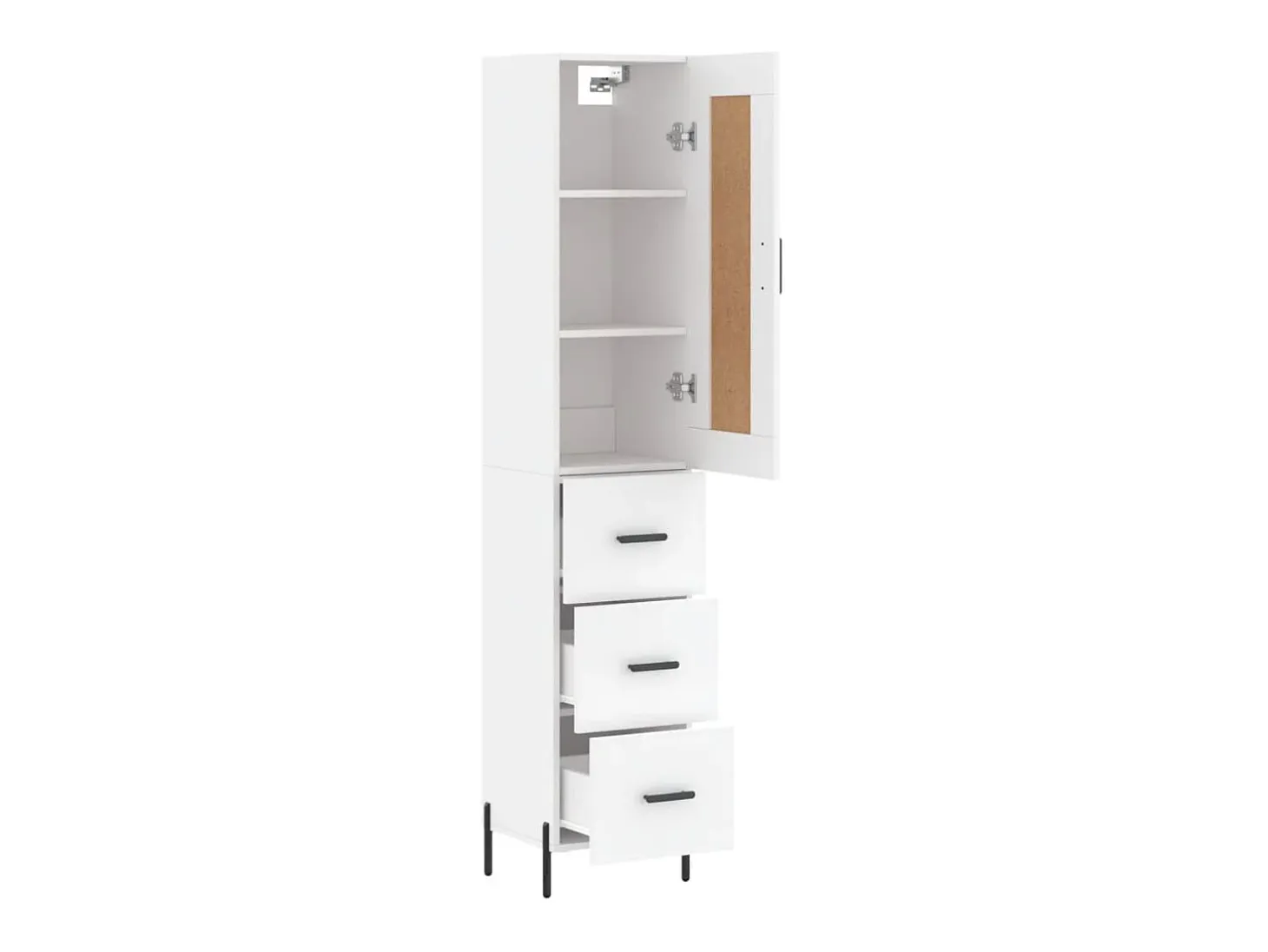 Aparador buffet cómoda armario mueble organizador cocina salón salón alto 34,5 x 34 x 180 cm madera contrachapada blanco 02_0032300