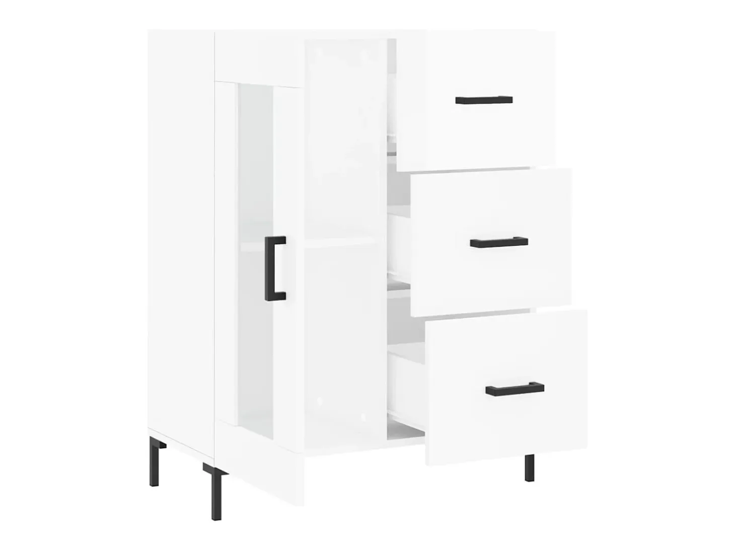 Aparador buffet cómoda armario mueble organizador cocina salón brillante 69,5 x 34 x 90 cm madera contrachapada blanco 02_0030694