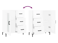 Aparador buffet cómoda armario mueble organizador cocina salón brillante 69,5 x 34 x 90 cm madera contrachapada blanco 02_0030694