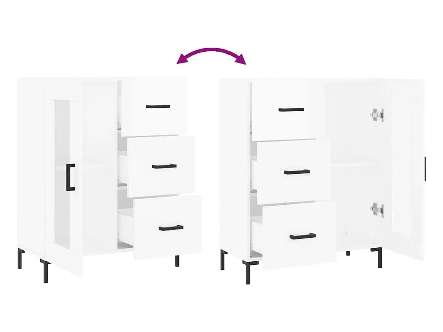 Aparador buffet cómoda armario mueble organizador cocina salón brillante 69,5 x 34 x 90 cm madera contrachapada blanco 02_0030694