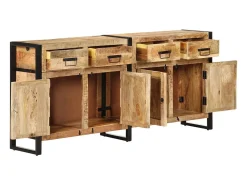 Aparador buffet cómoda armario mueble organizador cocina salón salón 172 x 35 x 80 cm madera maciza de mango marrón 02_0029558
