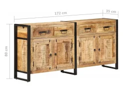 Aparador buffet cómoda armario mueble organizador cocina salón salón 172 x 35 x 80 cm madera maciza de mango marrón 02_0029558