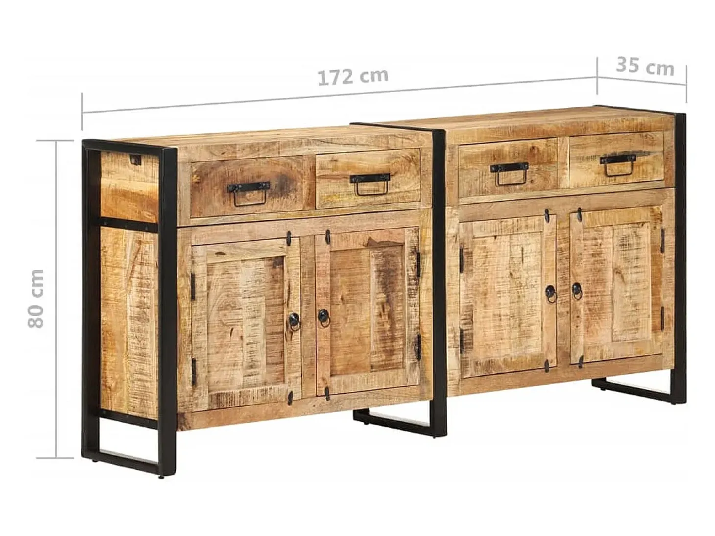 Aparador buffet cómoda armario mueble organizador cocina salón salón 172 x 35 x 80 cm madera maciza de mango marrón 02_0029558