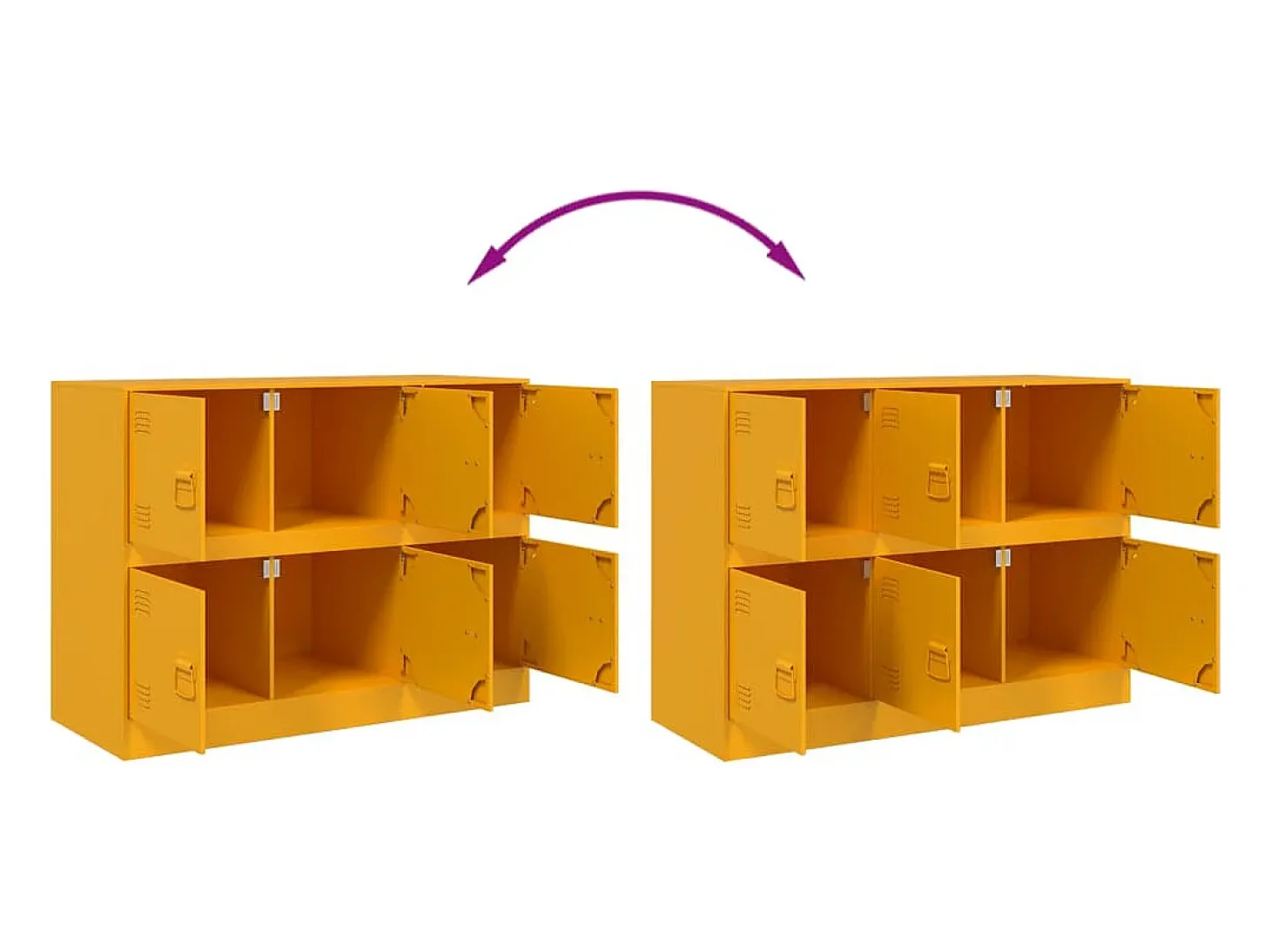 Aparador buffet cómoda armario mueble organizador cocina salón salón amarillo mostaza 99 x 39 x 73 cm acero Amarillo 02_0035711