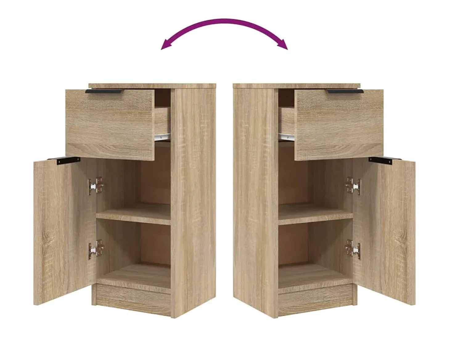 Aparador buffet cómoda armario unidad de almacenamiento organizador cocina salón salón juego de 2 sonoma 30 x 30 x 70 cm marrón madera contrachapada 02_0036801
