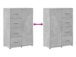 Aparador buffet cómoda armario mueble organizador cocina salón salón juego de 2 60 x 31 x 84 cm madera contrachapada gris 02_0036861