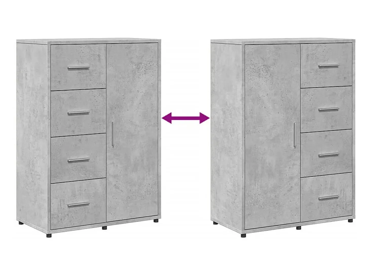 Aparador buffet cómoda armario mueble organizador cocina salón salón juego de 2 60 x 31 x 84 cm madera contrachapada gris 02_0036861
