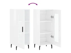 Aparador buffet cómoda armario mueble organizador cocina salón brillante 34,5 x 34 x 90 cm madera contrachapada blanco 02_0030615
