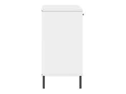 Aparador buffet cómoda armario mueble organizador cocina salón salón con patas de metal 113 x 40 x 77 cm madera maciza blanco 02_0030093