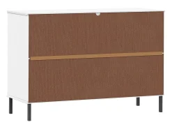 Aparador buffet cómoda armario mueble organizador cocina salón salón con patas de metal 113 x 40 x 77 cm madera maciza blanco 02_0030093