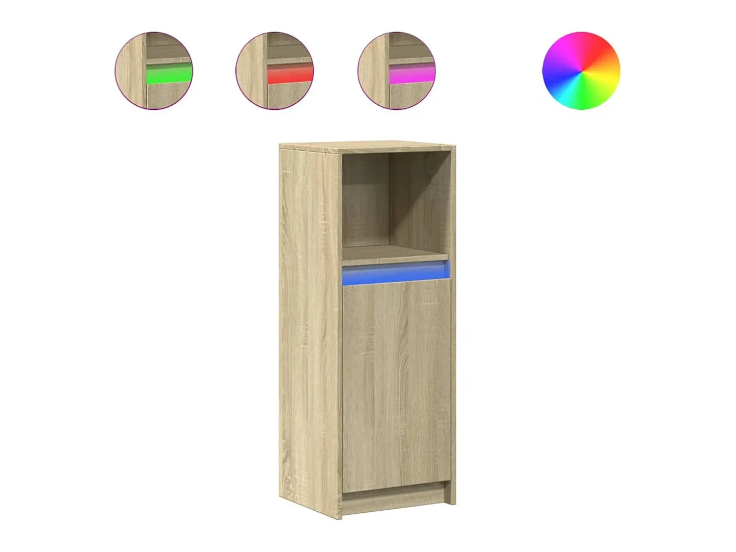 Aparador buffet cómoda armario mueble organizador cocina salón salón con Sonoma LED 38 x 34 x 100 cm madera contrachapada marrón 02_0029794