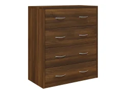 Aparador buffet cómoda armario mueble organizador cocina salón salón con 4 cajones 60 x 30,5 x 71 cm marrón 02_0029752