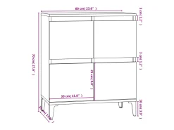 Aparador buffet cómoda armario unidad de almacenamiento organizador cocina salón salón 60 x 35 x 70 cm madera contrachapada marrón 02_0030980