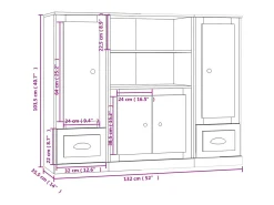 Aparador buffet cómoda armario mueble organizador cocina salón salón 3 piezas madera contrachapada gris 02_0037121