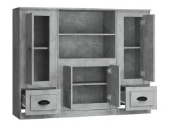 Aparador buffet cómoda armario mueble organizador cocina salón salón 3 piezas madera contrachapada gris 02_0037121