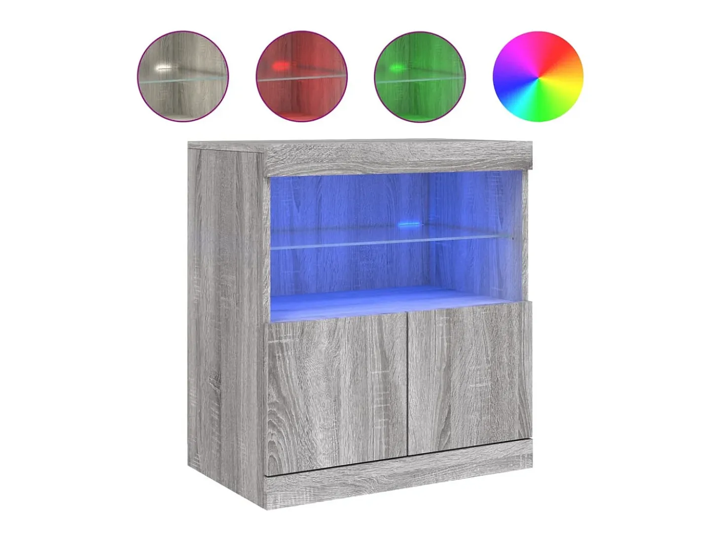 Aparador buffet cómoda armario mueble organizador cocina salón salón con luces LED Sonoma 60 x 37 x 67 cm gris 02_0030080