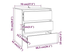 Aparador buffet cómoda armario unidad de almacenamiento organizador cocina salón salón 70 x 41 x 75 cm madera contrachapada marrón 02_0031093