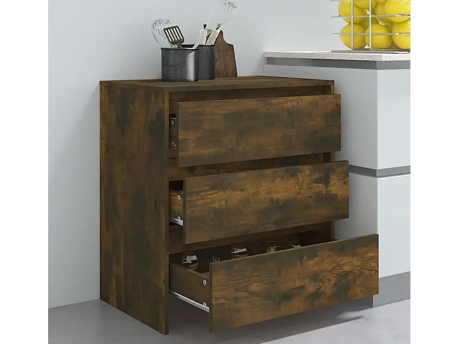 Aparador buffet cómoda armario unidad de almacenamiento organizador cocina salón salón 70 x 41 x 75 cm madera contrachapada marrón 02_0031093