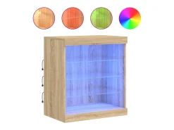 Aparador buffet cómoda armario mueble organizador cocina salón salón con luces LED sonoma 60,5 x 37 x 67 cm marrón 02_0029965