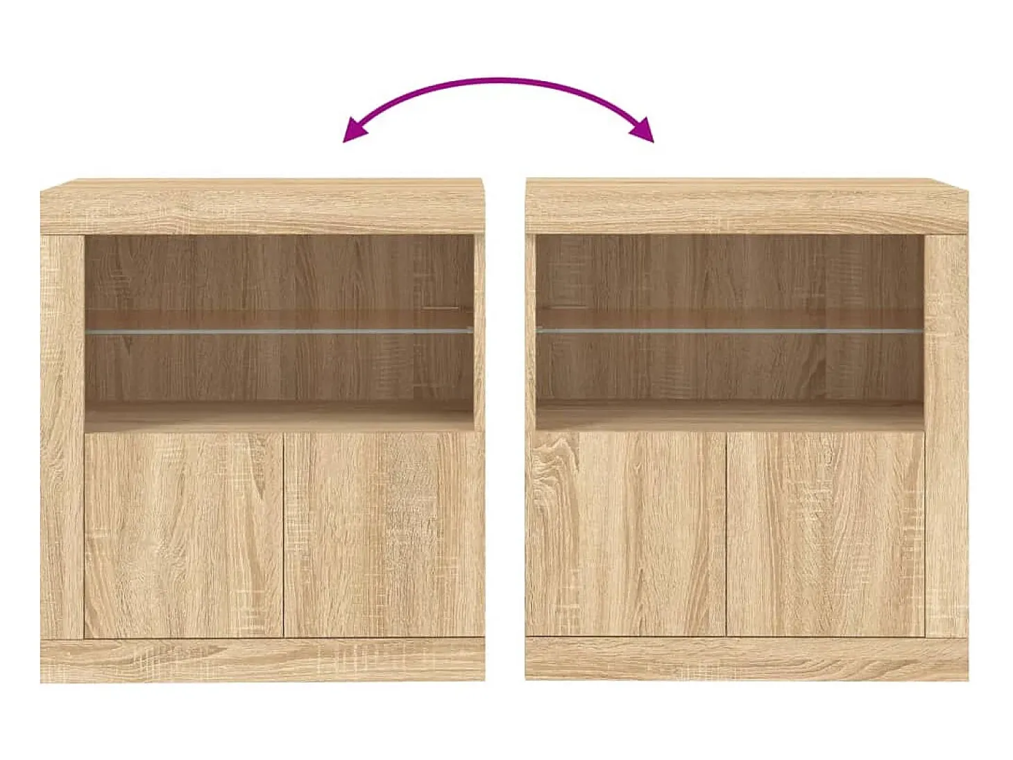 Aparador buffet cómoda armario mueble organizador cocina salón salón con luces LED sonoma 60,5 x 37 x 67 cm marrón 02_0029966