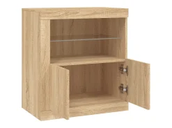 Aparador buffet cómoda armario mueble organizador cocina salón salón con luces LED sonoma 60,5 x 37 x 67 cm marrón 02_0029966