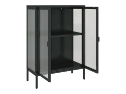Aparador buffet cómoda armario mueble organizador cocina salón salón 75 x 35 x 105 cm vidrio y acero negro 02_0036121