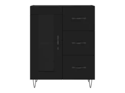 Aparador buffet cómoda armario mueble organizador cocina salón salón alto 69,5 x 34 x 180 cm madera contrachapada negra 02_0035005