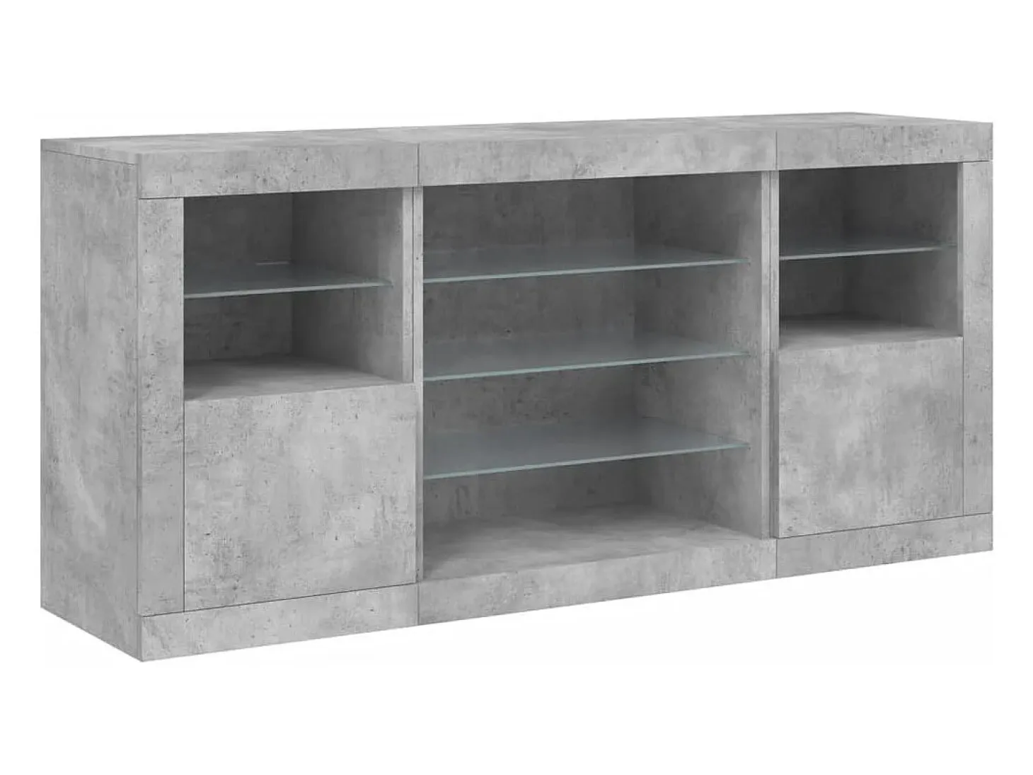 Aparador buffet cómoda armario mueble organizador cocina salón salón con luces LED 142,5 x 37 x 67 cm gris 02_0029976