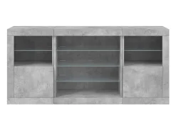 Aparador buffet cómoda armario mueble organizador cocina salón salón con luces LED 142,5 x 37 x 67 cm gris 02_0029976