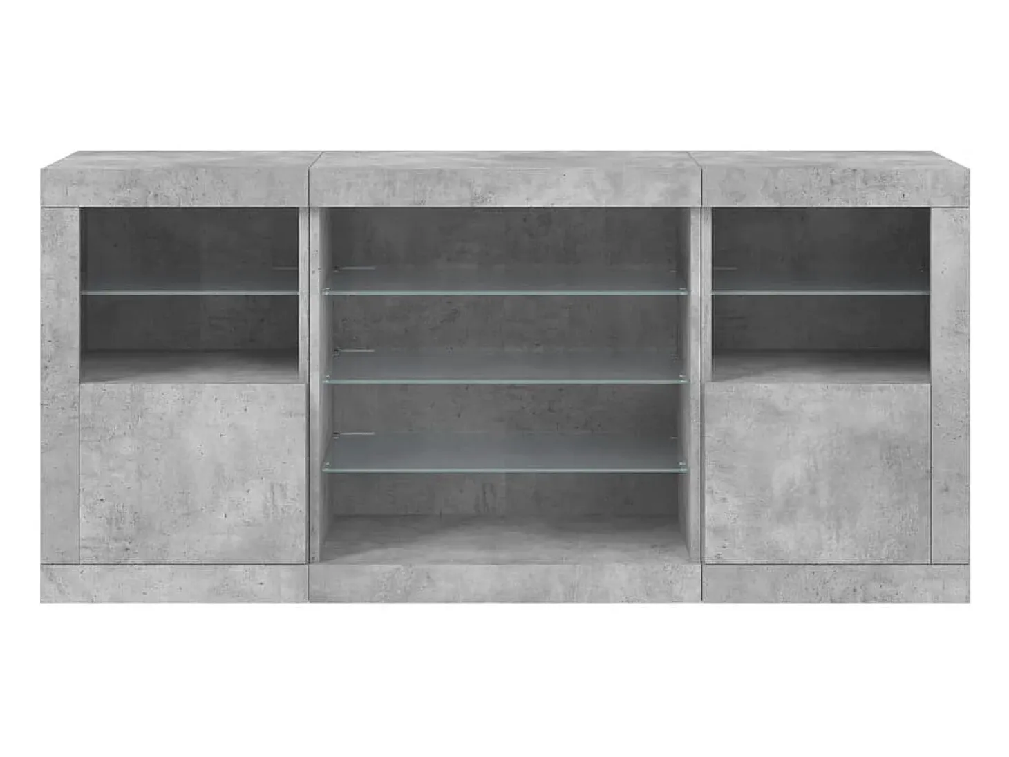 Aparador buffet cómoda armario mueble organizador cocina salón salón con luces LED 142,5 x 37 x 67 cm gris 02_0029976