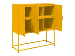 Aparador buffet cómoda armario mueble organizador cocina salón salón alto amarillo mostaza 100,5 x 39 x 107 cm acero Amarillo 02_0034730