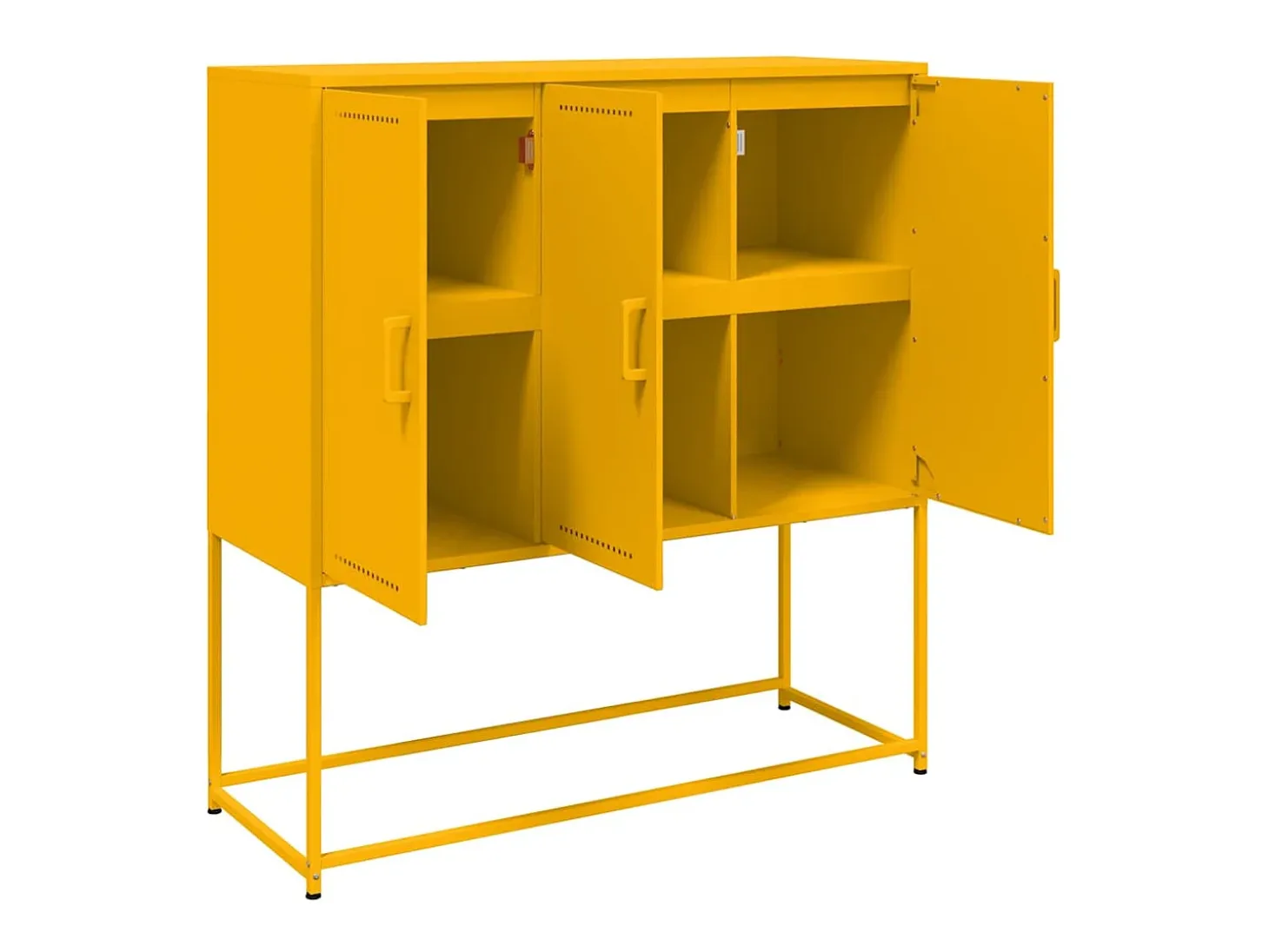 Aparador buffet cómoda armario mueble organizador cocina salón salón alto amarillo mostaza 100,5 x 39 x 107 cm acero Amarillo 02_0034730