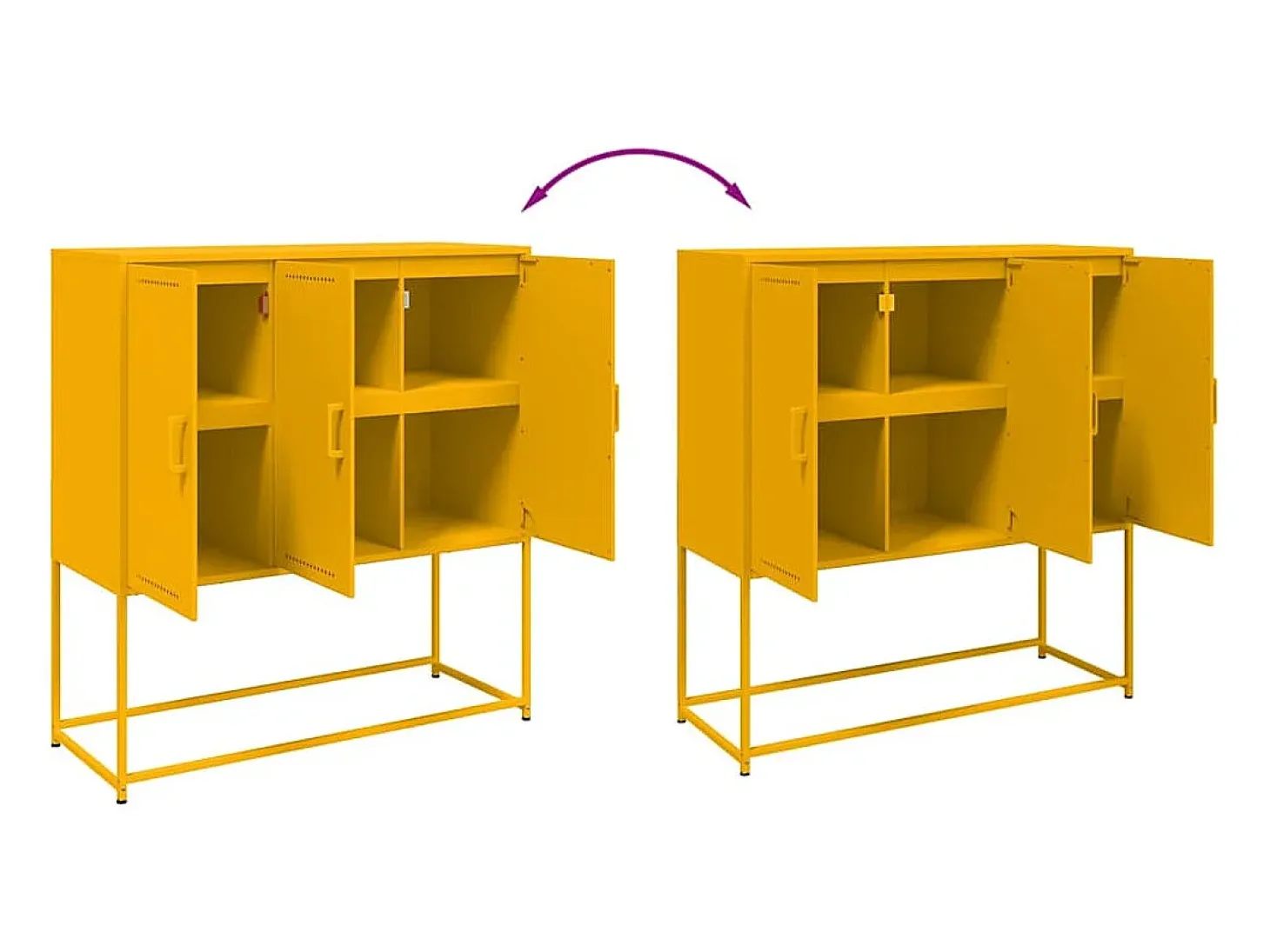 Aparador buffet cómoda armario mueble organizador cocina salón salón alto amarillo mostaza 100,5 x 39 x 107 cm acero Amarillo 02_0034730