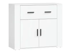 Aparador buffet cómoda gabinete unidad de almacenamiento organizador cocina salón sala de estar 3 piezas madera contrachapada blanco 02_0037011