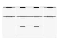 Aparador buffet cómoda gabinete unidad de almacenamiento organizador cocina salón sala de estar 3 piezas madera contrachapada blanco 02_0036995
