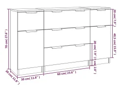 Aparador buffet cómoda gabinete unidad de almacenamiento organizador cocina salón sala de estar 3 piezas madera contrachapada blanco 02_0036995