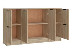 Aparador buffet cómoda gabinete unidad de almacenamiento organizador cocina sala de estar sala de estar 3 piezas madera contrachapada sonoma marrón 02_0037110