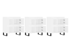 Aparador buffet cómoda gabinete unidad de almacenamiento organizador cocina salón sala de estar 3 piezas madera contrachapada blanco 02_0037001
