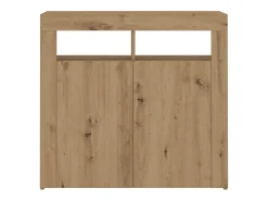 Aparador buffet cómoda gabinete unidad de almacenamiento organizador cocina sala de estar con luces LED hecho a mano madera contrachapada Roble artesanal 02_0029865