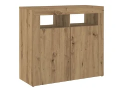 Aparador buffet cómoda gabinete unidad de almacenamiento organizador cocina sala de estar con luces LED hecho a mano madera contrachapada Roble artesanal 02_0029865