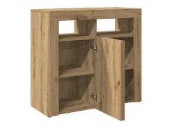 Aparador buffet cómoda gabinete unidad de almacenamiento organizador cocina sala de estar con luces LED hecho a mano madera contrachapada Roble artesanal 02_0029865