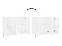 Aparador buffet cómoda mueble mueble de almacenaje organizador cocina salón salón 90 x 34 x 80 cm madera contrachapada blanco 02_0030532